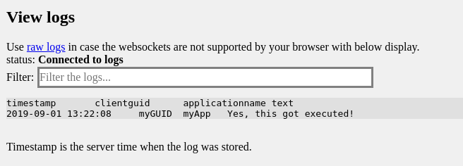 Logs as displayed on log.jod.li when sent from a Flutter application.